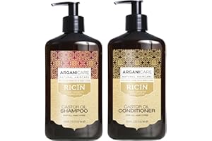 Duo Arganicare (Shampooing accélérateur de croissance + Après shampooing Reconstructeur) à l’huile de ricin Bio 400ml (Set de 2 Produits)