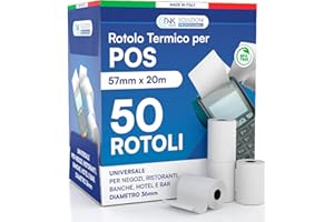 DNK TRADE 50 Rotoli POS 57x20 metri, Rotolini POS per NEXI Mobile POS e altri dispositivi POS (50)