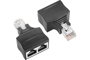 GINTOOYUN 2 Stück RJ50 10P10C Adapter 10Pin RJ50 Ein Stecker auf zwei Buchsen Ethernet-Adapter für Laptops, Desktops, Router usw. (Nur für Switched Networks, nicht für Split Networks)