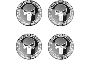 CHENNAN 4 Pezzi Adesivi Coprimozzo Auto Teschio Adesivi Copriruota Universali Adesivo Personalizzato Decorazioni Coprimozzo Adesivo Incollato Facile da Usare Per la Decorazione di Ruote di Automobili (Nero)