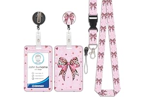 RAINWAY Porta Badge de Collo con Cordino, Portabadge in Plastica con Stampa, ID Badge Lanyard Card Holder, Cavo Staccabile con Clip Retrattile, Protezione Carte per Studenti e Infermiere (Stile 19)
