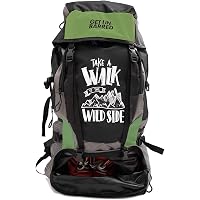 Mufubu Presents Get Unbarred 55 LTR Rucksack for Trekking, Hiking with Shoe Compartment (Black/Green)