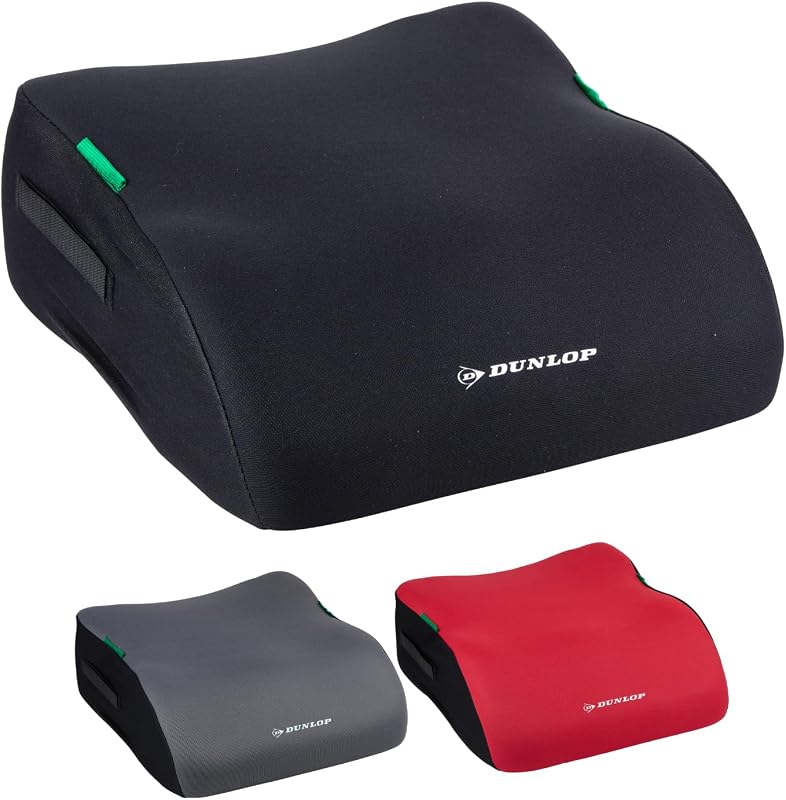 Dunlop Sitzerhöhung Auto Kinder Schwarz Kindersitzerhöhung ECE R129 - Ergonomischer Kindersitz Ab 3 Jahre - Kinderautositz Mit Waschbarem Bezug - Sitzkissen Auto Für Kinder 135-150 cm