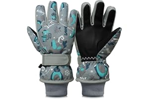 Tolaler Guanti Neve Bambina, Guanti per Bambini in Peluche Caldi e Spessi Guanti Bambino Invernali Impermeabili Antiscivolo Età 1-13 (Unisex)