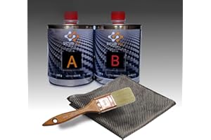 Resin Pro - Kit Riparazione Resina + Tessuto in Fibra di Carbonio 20x20 - Veloce, Semplice e Duraturo, Materiale di Rinforzo, Resina Epossidica per Laminazione (500 gr + 275 gr) - 775 GR