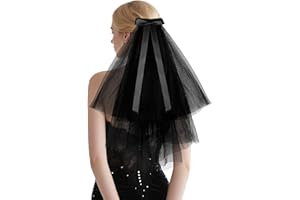 YICELERATE Black Veil with Comb - Premium Lace Wedding & Halloween Veil,Soft Tulle Fabric, Easy-to-Use Comb Attachment,Perfect for Brides, Goth Weddings & Costume Parties - Wedding Accessories