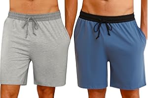 Nieery 2er-Pack Schlafanzughose Herren kurze Baumwolle Sommer PyjamShorts Freizeithose Loungehose mit Seitentaschen und Elastischem Bund