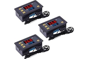 WNYINYY Commutateur de Contrôleur de Température W3230 DC 12V 20A Thermostat Numérique LCD Régulateur de Température -50-110 Degrés Celsius Thermostat avec Sonde Alarme Haute Température (3)