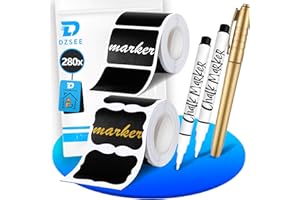 Naklejki na Tablicę Kredową, DZSEE® Wodoodporne Etykiety Samoprzylepne, Usuwalne, Uniwersalne Naklejki Na Słoiki, Słoiki z Przyprawami Kuchennymi, Dżemy, Butelki, do Organizacji| A-280+2 pióra
