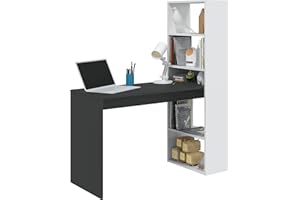 Habitdesign Duplo Scrivania con ripiano, Melammina, Bianco Artik E Grigio Antracite, Mediano