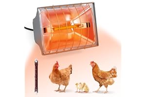 JINSENTGG Lampada Riscaldante per Pulcini, Lampada a Luce Rossa 175 W, Paralume Animali con interruttore Economy, cavo da 1,8 m, Lampada a Infrarossi Termostatica Automatica per Pulcini, Maialini, Cuccioli