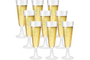 Alihoo Sektgläser, 20 Stück Durchsichtige Champagnergläser Plastik,Dessertbecher,Stielgläser 150ml, für Hochzeiten,Geburtstage & Partys