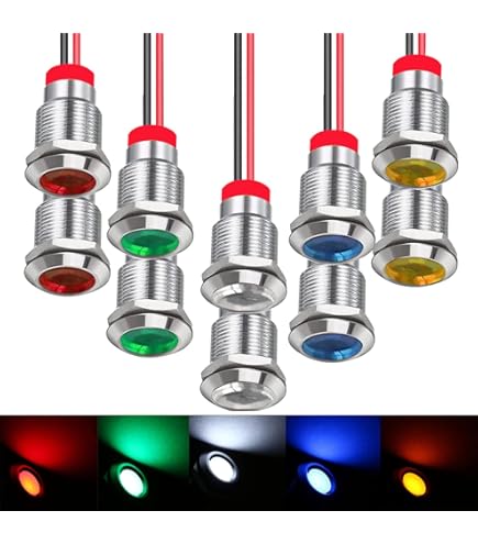 Lampada Spia HUSA 6mm A Testa Piatta Impermeabile IP67, 3V 6V 12V 24V 220V, Luce Indicatore LED Rossa Verde In Metallo Con Cavo Da 150mm - Foto 3