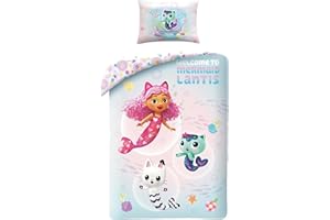 Halantex Gabby's DOLLHOUSE Puppenhaus Meerjungfrau - Willkommen bei Mermaid Landis - Kinderbett-Set 100 x 135 cm, 100% Baumwolle Oeko-Tex - Mehrfarbig