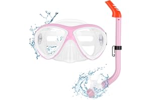RTDEP Kids Snorkel Set, Panoramic View Snorkel Mask for Kids, Anti-Fog Diving Mask, Semi-dry Children Kids Snorkel, Snorkelling Gear Snorkel Set Kids 6-14