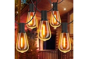 GLUROO 120FT Festoon Lights Outdoor, Garden Patio String Lights Mains Powered, 2200K Warm White, ST38 Waterproof LED String Lights with 62 Plastic Vintage Bulbs for Backyard Party Wedding