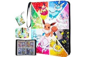 AMYCORE Trading Card Binder 4 Pocket, Fits 400 Cards Zipper Carrying Case Binder Album with 50 Removable Sleeves, PU Leather Card Binder Folder Storage Organizer for Kids Adult Birthday Gifts (400 Pockets)