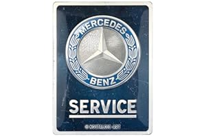 Nostalgic-Art Retro Blechschild, 30 x 40 cm, Mercedes-Benz – Service Emblem Blue – Geschenk-Idee für Mercedes-Benz Accessoires Fans, Original Lizenzprodukt (OLP), aus Metall, Vintage Design