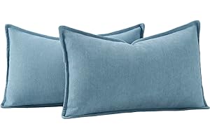 Madizz Juego de 2 Suave Felpilla Chenilla Texturizado Decorativo Funda de cojíns Lujo Estilo Fundas de Almohada para el sofá Dormitorio Azul Rectangular 40 x 60 cm