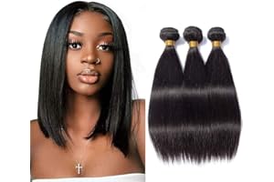 TNICE Tissage Bresilien Cheveux Humain Vierges Brésilien Lisse 100% meches bresilienne Raide mèches Extension Straight Human Hair Tissage Cheveux Naturels (12 12 12 Pouces) 210g