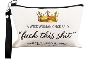 LANJUE Personality Birthday Gifts for Women, A Wise Woman Once Said Cosmetic Bag Friendship Gift for Women's Day Mothers Day Makeup Bag Best Friend Gift for Her Mum Nurse Sister Teacher Wife Coworker