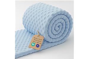 AMAZINGGIRL Tissu minky au metre 1 M - Tissu doux pour couture creatifs decoration Ideal pour vetements plaid couverture accessoires et projets de couture DIY Oeko-Tex Bleu