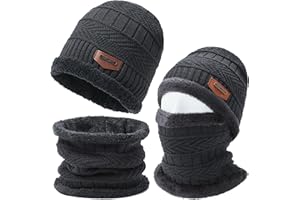 Axinyijia Gorro Invierno Hombre con Bufanda, Conjunto de Bufanda y Gorras de Hombre Invierno, Cappelli Foderato in Pile Sciarpa Ad Anello per Uomo (gris)