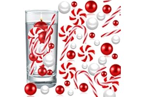 EKKONG 120 pezzi di riempitivi per vasi di Natale, Decorazioni Natalizie Bastoncini di Zucchero Acrilici e Perle per feste di Natale, Decorazioni da Tavola, Candele Galleggianti, artigianato fai da te (A)