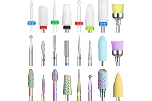 PAIRIER Punte Fresa Unghie 24 PCS Lime per Unghie Punta da Trapano per Manicure Kit di Trapano Manicure Gel Kit Strumenti Punte Trapano per Unghie er Manicure, Pedicure, Uso Domestico