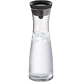 WMF Basic Cam Su S&uuml;rahisi, 1 L, Kapaklı, Silikon Kapaklı, Akıllı Kapak Teknolojisi, Siyah