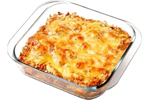 NUTRIUPS Square Glass Baking Dish for Oven, Glass Oven Dish Square,Glass Roasting Dish,Glass Oven Proof Dishes,23×23×5.8cm（2.3L