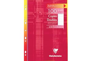 ‎CLAIREFONTAINE Clairefontaine 4725C - Packung, mit 100 Seiten Klausurbogen (Doppelblätter) DIN A4, 21x29,7cm, 9-fach gelocht, 90g, liniert mit Rand, Weiß, 1 Pack