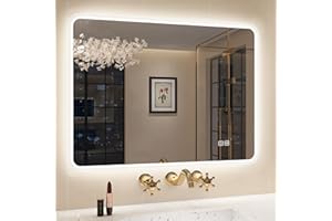 STARLEAD Specchio-Bagno-con-Luce 80x60 cm, Specchio-Bagno-LED con Antifog, 3 Colori Luce, Dimmerabile, IP44 Vetro Temperato HD Specchiera-Bagno, Funzione Memoria, Orizzontale/Verticale