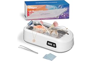 QWYZOR Limpiador Ultrasonidos, 49000Hz 640ml Ultrasonidos Limpieza con 4 modos, 40W Limpiador Ultrasónico, para Joyas, Gafas, Relojes, Dentaduras, con Pinzas y Paño de Limpieza (GS600)