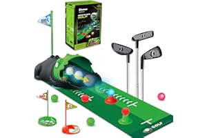 Clemas Set di mini golf per bambini, 16 pezzi, per interni ed esterni, set da gioco con 3 mazze da golf colorate, 6 palline, giocattolo per ragazzi