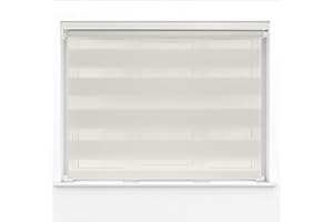 GENERIC Natural Dual Layer Zebra Day & Night Roller Blinds Light Filtering Material with Metal Brackets & Fittings 150cm Width x 160cm Length