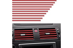 CREATE BEAUTY0 10 Stück Auto Lüftungsschlitz Dekoration Auto Styling Lüftungsgitter Zierleiste Pvc Luftauslass Auto Innenausstattung Streifen Diy Dekorationsstreifen Für Alle Geraden Air Vent Outlet Car Shiny(Rot)