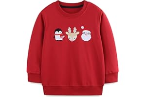 LANGUBABY Sudaderas Niña Navidad Sweatshirt Manga Larga 100% Algodón Camiseta sin Capucha para Niñas 1-7 Años