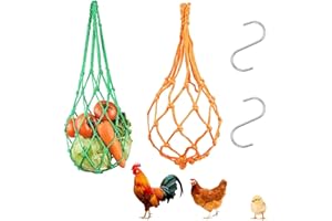 COMIOKE Comedero Colgante Bolsa De Red Para Pollo, Comedero Colgante Para Pollo Bolsa De Red, 2 Piezas Red Forraje, Bolsa De Malla Colgante Para Pollos Con Gancho S, Para Gallinas, Loros, Pato