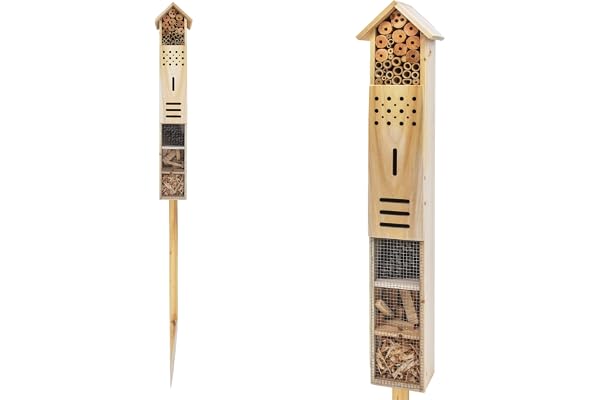 Spetebo Hôtel à insectes XXL avec piquet 79 cm x 15 cm x 10 cm