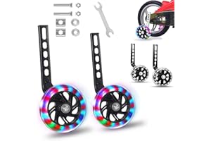 HUIFENGJIE Roue Auxiliaire,Stabilisateur Roue Velo,Roues D'entraînement Réglables Pour Enfants, Auxiliaire Roue Bicyclette Pour 12 14 16 18 20 Inch,Roues Arrières pour Vélo Enfant (Noir)