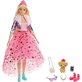 Barbie Prenses Macerası Prenses Tarzı Bebeği (30 cm boyunda), Yavru k&ouml;peği ile 3-7 yaş i&ccedil;in GML76
