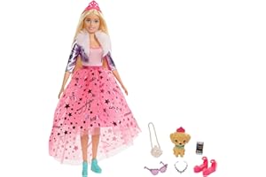 Barbie GML76 - Prinzessinnen-Abenteuer Puppe Mit Mode (ca. 30 cm), Blond, Puppe Mit Hündchen, 2 Paar Schuhe, Diadem Und 4 Accessoires, Für Kinder Von 3 Bis 7 Jahren