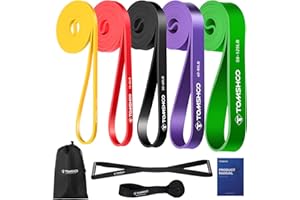 TOMSHOO Bandas de Resistencia Elástica, Cuerdas Elásticas de Fitness, Banda de Resistencia de Látex para Yoga, Pilates, Entrenamiento de Fuerza Muscular
