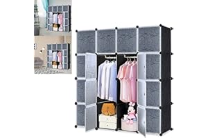 YARDIN Armadio fai da te, in plastica, con superficie sospesa, 16 scomparti (140 x 140 x 35 cm, nero con motivo)