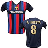 Generico Maglia A. Iniesta 8 Home Barcellona Ufficiale Autorizzata T-Shirt con Taglie da Adulto e Bambino