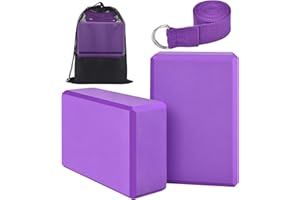 HTBAKOI Mattoncini Yoga Blocchi Yoga Blocks, 2 pezzi Mattoni Yoga Mattonella Mattone Yoga in Schiuma EVA con Cinturino e Custodia per Yoga, Pilates e Stretching, Cubo Mattoncino per Yoga Cubi Cubotti Yoga