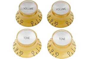 Musiclily Pro Metrica 18 Splines Manopole 2 Volume 2 Tono Top Hat Reflector Knobs per Epiphone Les Paul SG Style, Crema con Argento Top (Set di 4)