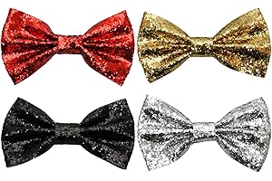 AOMHREK Glitter Bow Tie, Sparkling Sequin Bowtie with Adjustable Strap Buckle, Shiny Pre-tied Bow Tie for Men and Women, Bachelor Dance, Dinner, Party, Christmas Carnival, Stage Show, Fancy Dress