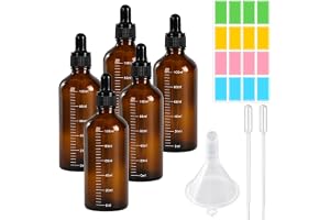 GothicBride 5 stycken pipettflaskor 100 ml | Brunglasflaskor UV-skydd för eteriska oljor och gör-det-själv-kosmetika, droppfl